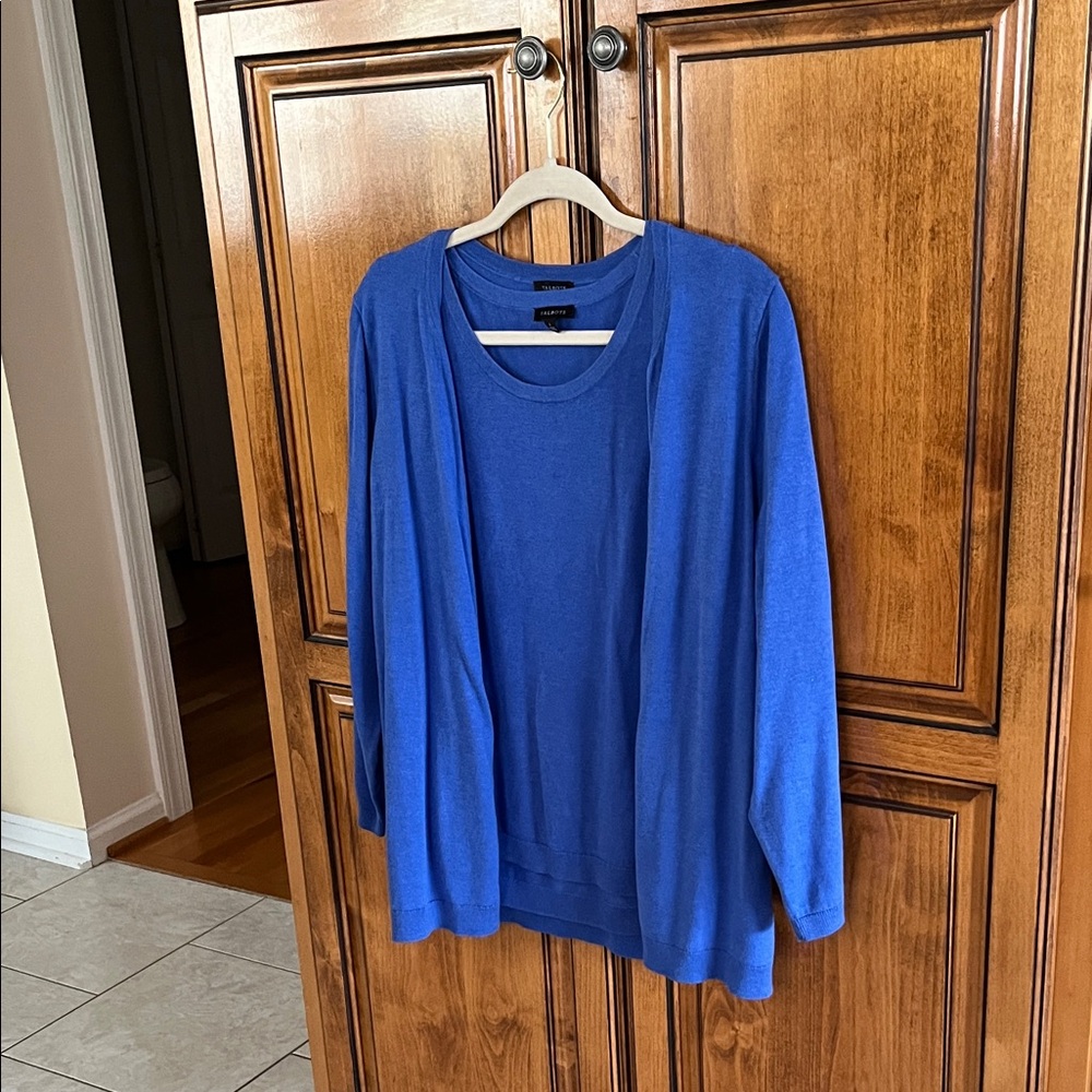 Talbots  Blue Cardigan Sweater set ! Cotton blend shell with matching cardigan !